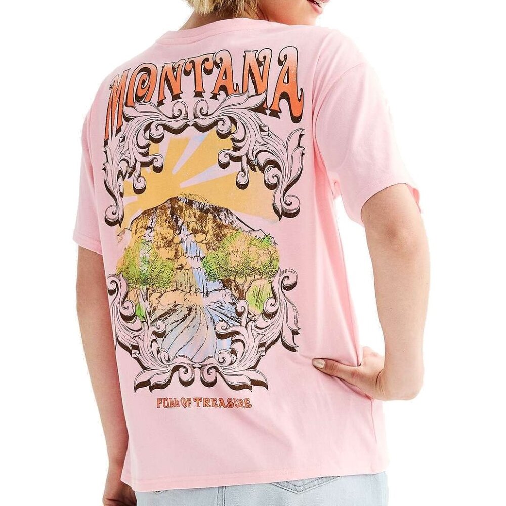 New! Montana Full of Treasure Embroidered Boyfriend T-Shirt Double-Sided